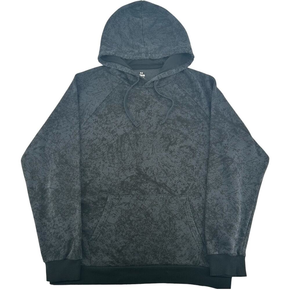 Men's Grey Black Under Armour UA Rival Fleece Camo Printed Hoodie Sweatshirt XL
